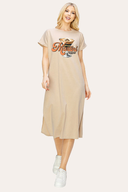 espresso martini graphic midi dress