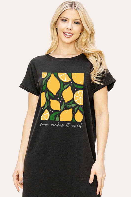 Sour & Sweet Lemon Fruit Graphic Women's Midi Dress