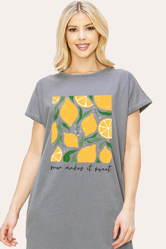 Sour & Sweet Lemon Fruit Graphic Women's Midi Dress