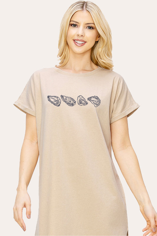 Oyster Coastal Graphic Women's Midi Dress