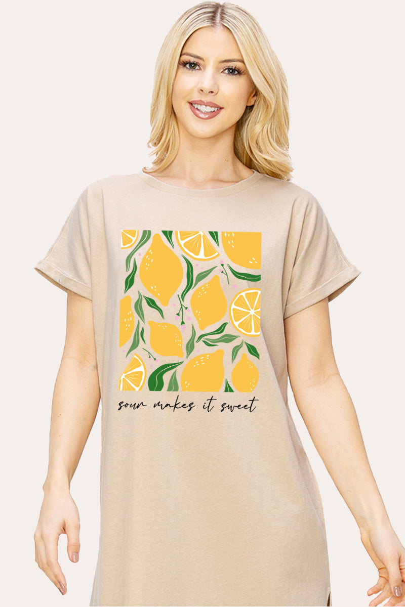 Sour & Sweet Lemon Fruit Graphic Women's Midi Dress