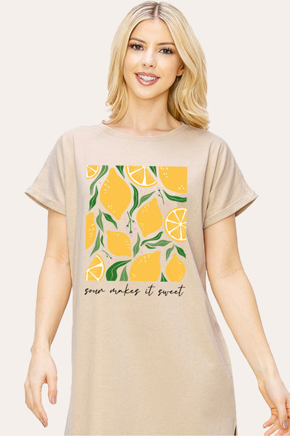 Sour & Sweet Lemon Fruit Graphic Women's Midi Dress
