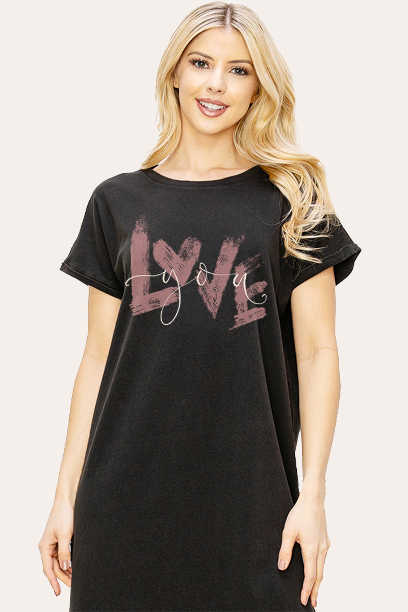 Love You Heart Graphic Women's Midi Dress