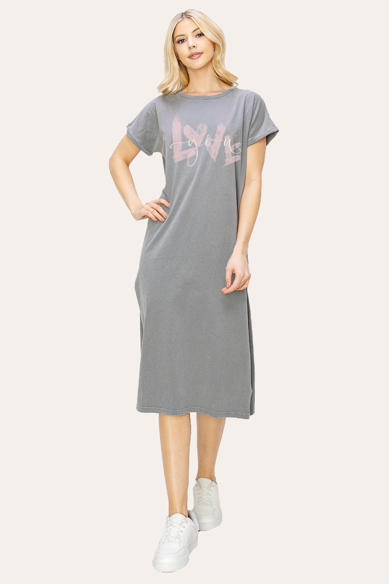 Love You Heart Graphic Women's Midi Dress