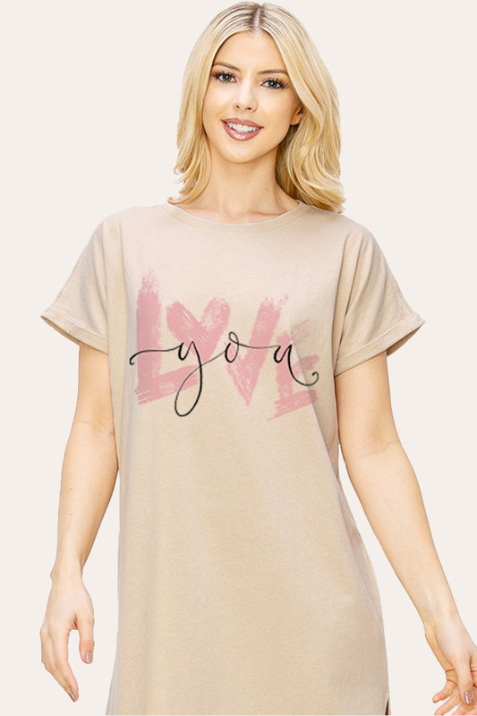 Love You Heart Graphic Women's Midi Dress